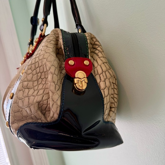 Fabulous Marino Orlandi Beige Croc Leather Large Boxy Purse Bag EUC Statement - Picture 6 of 14